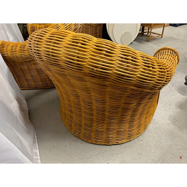 Vintage Rattan Wicker Club Chairs, a Pair For Sale - Image 13 of 17