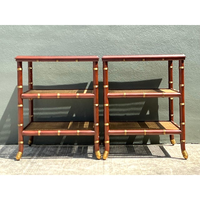 Vintage Gilt Tipped Tri Level Side Tables - A Pair For Sale - Image 12 of 12