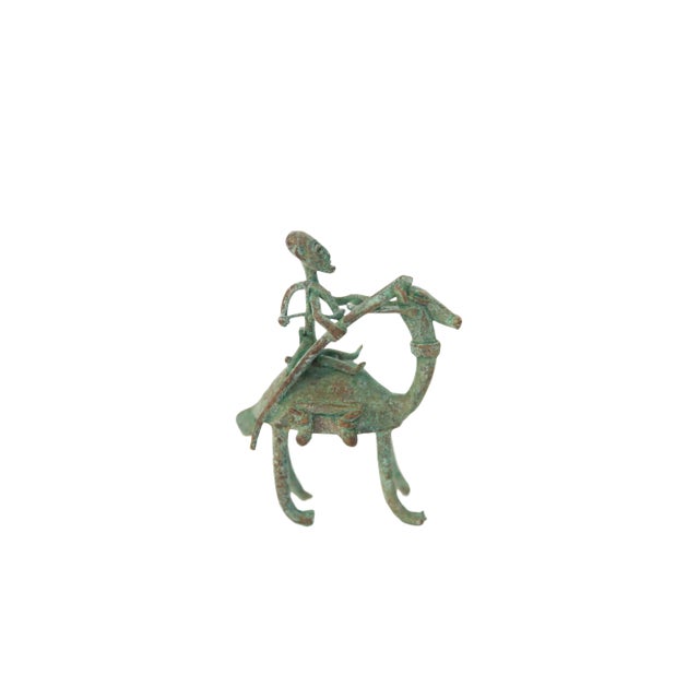 Vintage African Oxidized Copper Person Riding Animal For Sale