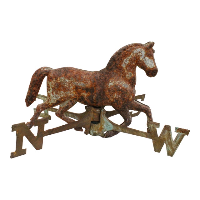 Early 19th C. French Equestrian/Horse Cast Iron Weather Vane Directional Fragments For Sale