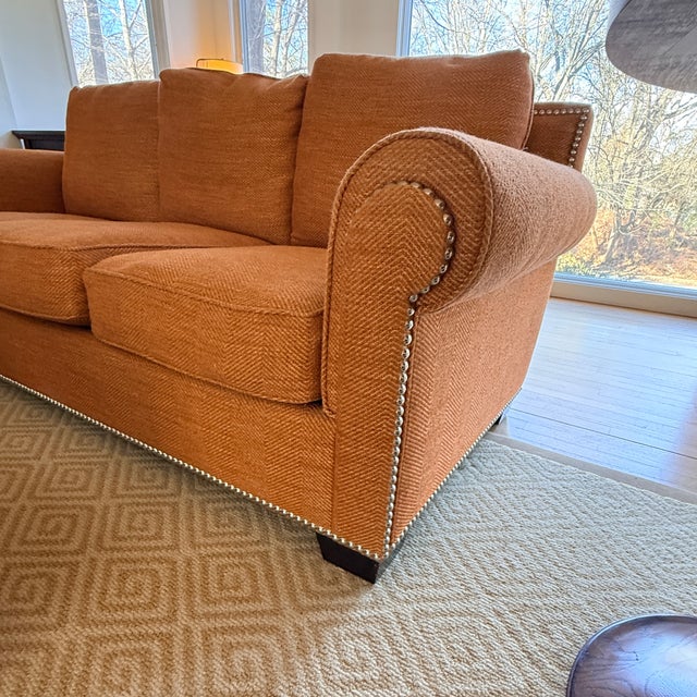 Stewart Furniture Orange Tweed Sofa For Sale - Image 4 of 13