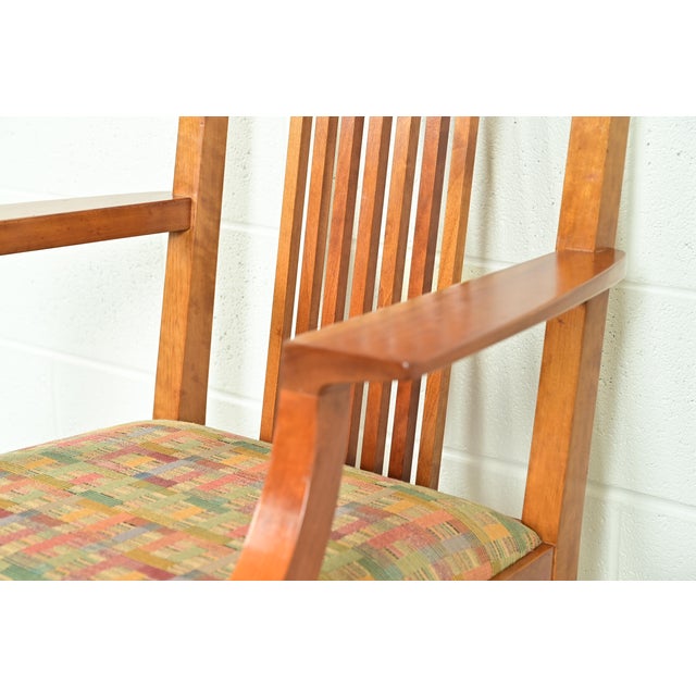 Brown Stickley Arts & Crafts Cherry Wood High Back Spindle Armchairs, Pair For Sale - Image 8 of 13