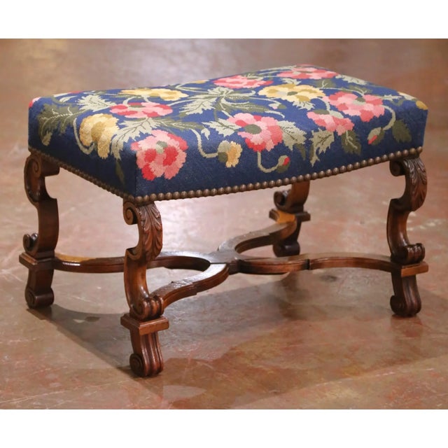 Bring a touch of old-world charm to your home with this antique Louis XIII style stool. Made in France circa 1870, the...