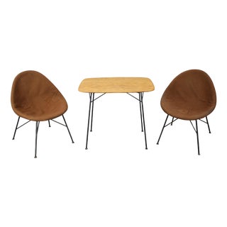 Mid-Century Modern Italian Coffee Table and Chairs, 1960s, Set of 3 For Sale