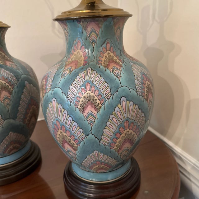 Mid-Century Modern 1970s Mid-Century Modern Heywood House Asian Vase Lamps ~ a Pair For Sale - Image 3 of 10