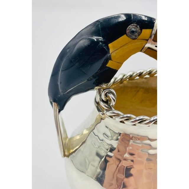 Silver Emilia Castillo Silver-Plated Toucan Creamer With Onyx & Jasper, Mexico 1980's For Sale - Image 8 of 18