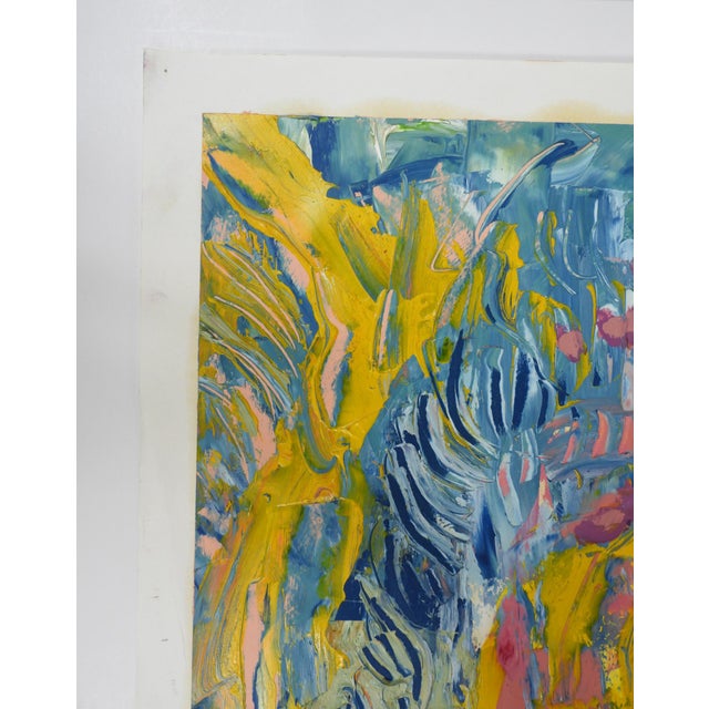 2000 - 2009 Contemporary Abstract Blue and Yellow Painting For Sale - Image 5 of 6