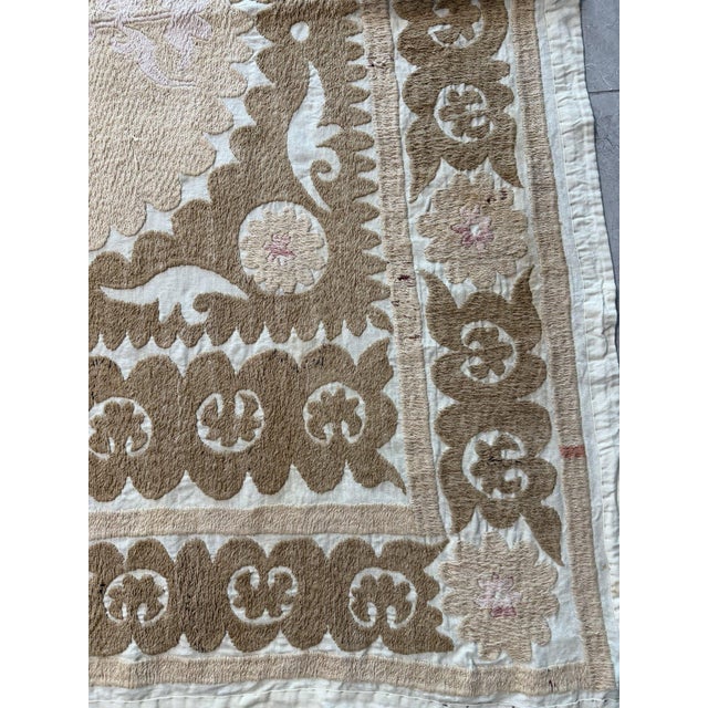 Vintage Embroidery Suzani from Uzbek, circa 1960s. Dimension; 50'' x 62'' inches / 127 x 158 cm / 4'2'' x 5'2'' Material:...
