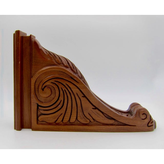 Neoclassical Vintage Corbel Bracket of Cherry Wood With Neoclassical Acanthus Carving For Sale - Image 3 of 13