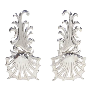 Vintage Coastal Andirons With Hammered Nickel Plated Finish, C. 1980's