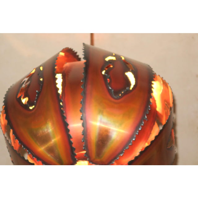 Brutalist Torch Cut Copper Pendant Light, 1970s For Sale - Image 9 of 14
