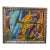 Large Vibrant Abstract Mixed Media Painting on Canvas Ornate Silver Frame Statement Art For Sale