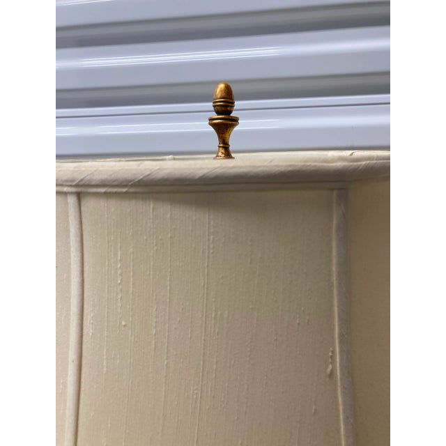 Traditional Late 20th Century Neoclassical Revival Gold Torch Lamps With Original Shades by Stiffel - a Pair For Sale - Image 3 of 11