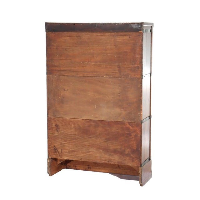 Antique Arts & Crafts Oak 3 Stack Barrister Bookcase Circa 1920 For Sale - Image 6 of 9
