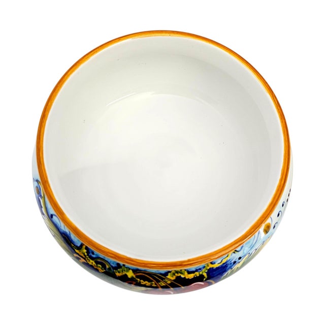 Yellow Late 20th Century Gialletti Giulio Deruta Hand-Painted Maiolica Biscotti Jar For Sale - Image 8 of 13