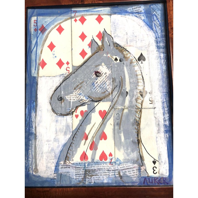Inspired by living in the horse capital of the US. As well as the concept of luck. Layers of media including playing cards...