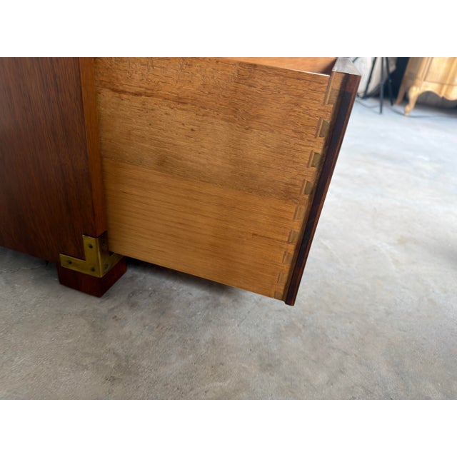 Vintage Baker Furniture Campaign Style Nightstands – A Pair For Sale - Image 11 of 12