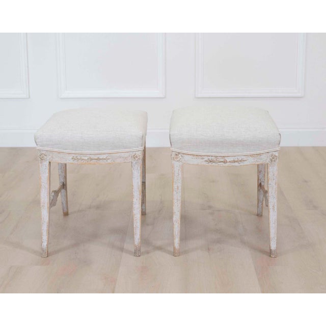 Wood Pair of Swedish 19th Century Gustavian Stools For Sale - Image 7 of 9