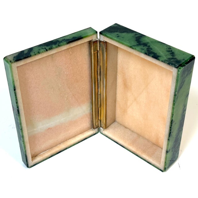 Metal Italian Green & Plum Specimen Marble Box, Alabaster Interior, Florence, 1970s For Sale - Image 7 of 15