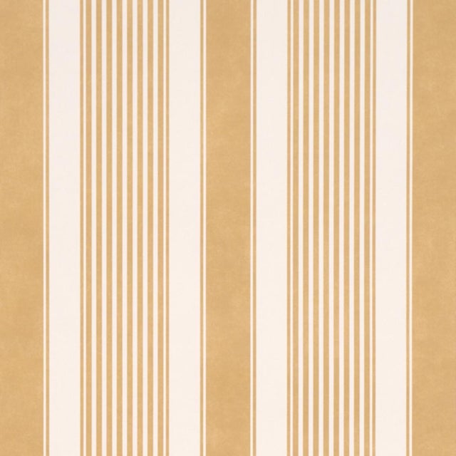 Sample - Schumacher Summerville Stripe Wallcovering In Ochre For Sale In New York - Image 6 of 6