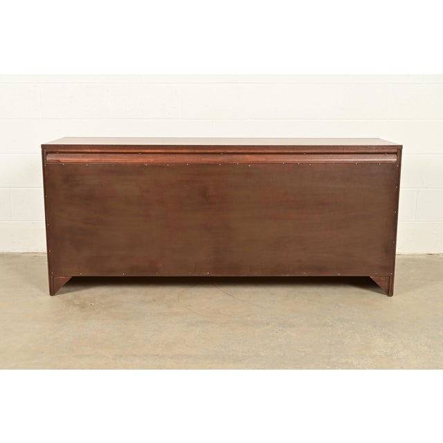 Broyhill Emphasis Mid-Century Modern Sculpted Walnut Sideboard Credenza, Newly Refinished For Sale - Image 11 of 12