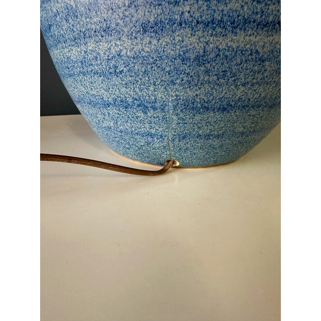Blue 1970s Design Technics Teardrop Shaped Table Lamp With a Glaze of Blues & Gray, Unmarked For Sale - Image 8 of 8