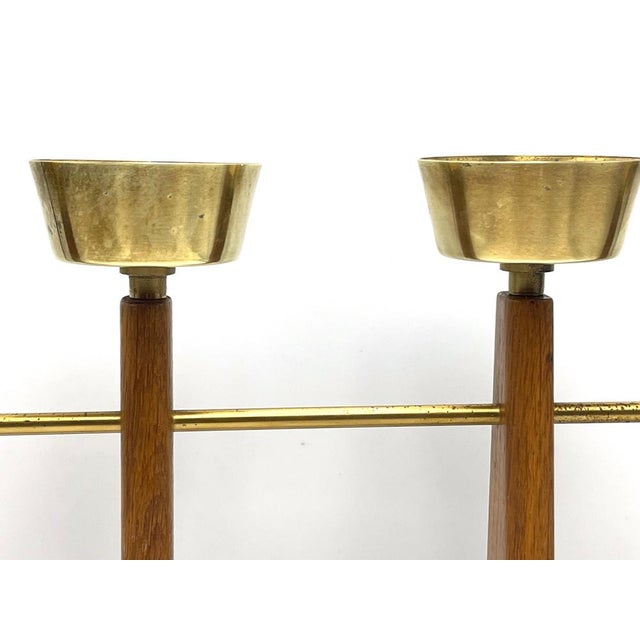 Large Danish Teak and Brass Candleholder, 1960s For Sale - Image 10 of 12