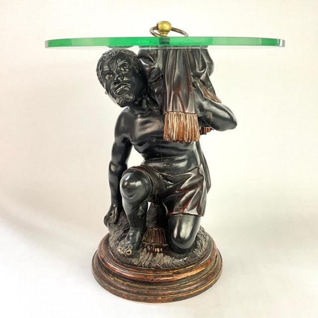 Pair of Mid-Century Modern Wood Carved Venetian Blackamoor Pedestal/Stands For Sale - Image 9 of 17