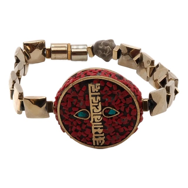 Om Mani Padme Hum Coral Mantra Bracelet For Sale