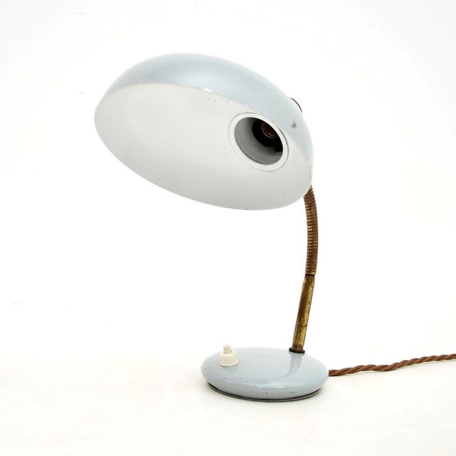 1960s Vintage French Enamelled Tole and Brass Desk Lamp, 1960s For Sale - Image 5 of 9