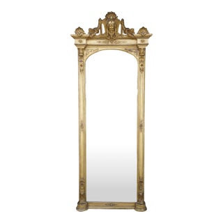 Monumental Antique Renaissance Revival Neo-Grec Giltwood Carved Pier Mirror 88" For Sale