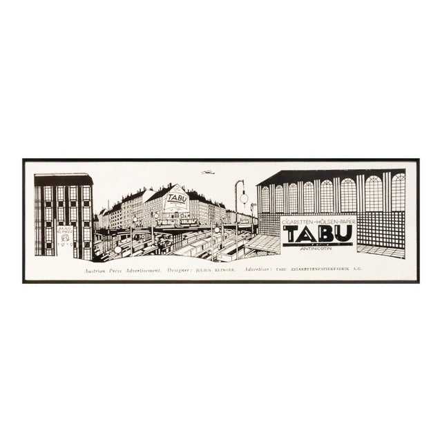 1923 Austrian Advertisement, Tabu Cigarette Paper (Matted) For Sale