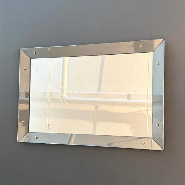 Mid-Century Modern Mid 20th Century Streamlined Smoked Glass Frame Shadowbox Wall Mirror For Sale - Image 3 of 9