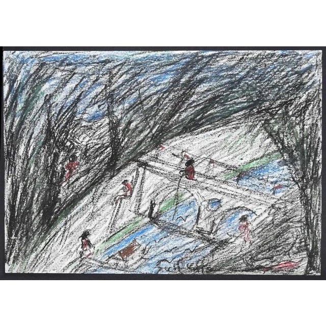 Tiber is an original Contemporary artwork realized by Nazareno Gattamelata in the 1975. Original colored oil pastels on...