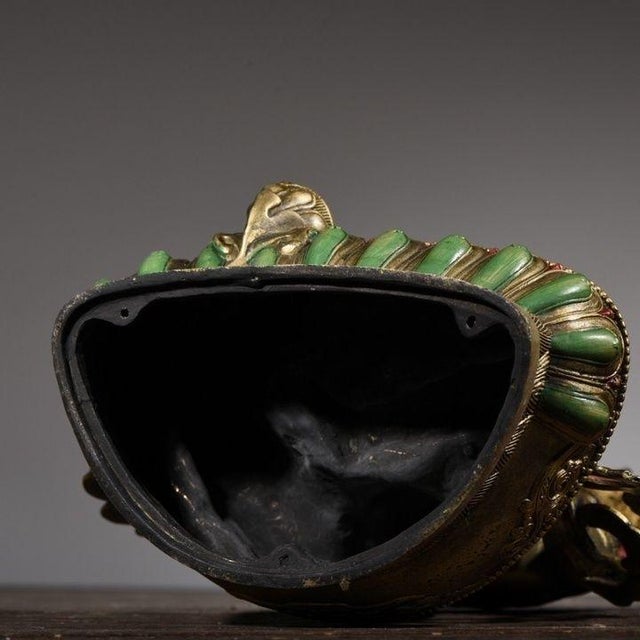 Late 19th Century Gilt Bronze Green Tara Statue, Tibetan Buddhist Figure, 1.69kg For Sale - Image 9 of 9