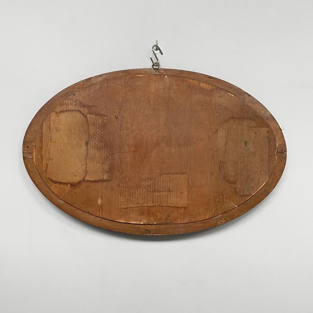 Italian Art Deco Oval Wall Mirror in Wood, 1940s For Sale - Image 15 of 18
