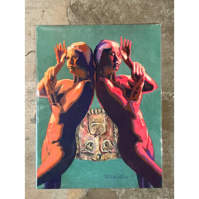 Vintage Ron Seitler Figurative Oil Crayon Figurative Drawing For Sale - Image 10 of 12