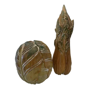 Tropical Flora/Vegetation Wood Carvings, Made in Costa Rica- 2 Pieces
