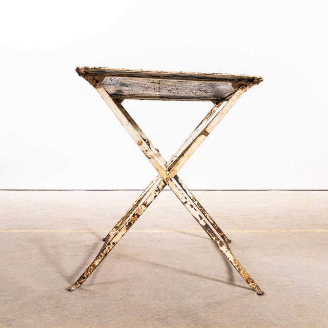 White Vintage French White Rectangular Metal Folding Dining Table, 1950s For Sale - Image 8 of 10