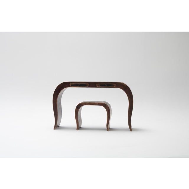 Console dimensions (width x depth x height): 127 x 35 x 77 cm Stool dimensions (width x depth x height): 55 x 32 x 45 cm...