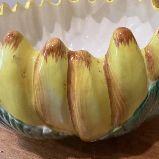 Ceramic Mid 20th Century Ceramic Centerpiece Serving Banana Bowl Hand-Crafted Japan For Sale - Image 7 of 11