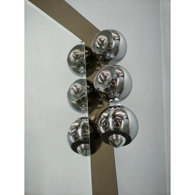 Metal Space Age Italian Mirror with Six Chrome Eyeball Lights, 1970s For Sale - Image 7 of 12