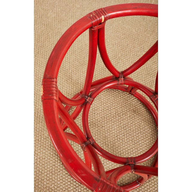 McGuire Organic Modern Red Lacquered Rattan Pedestal Dining Table ...