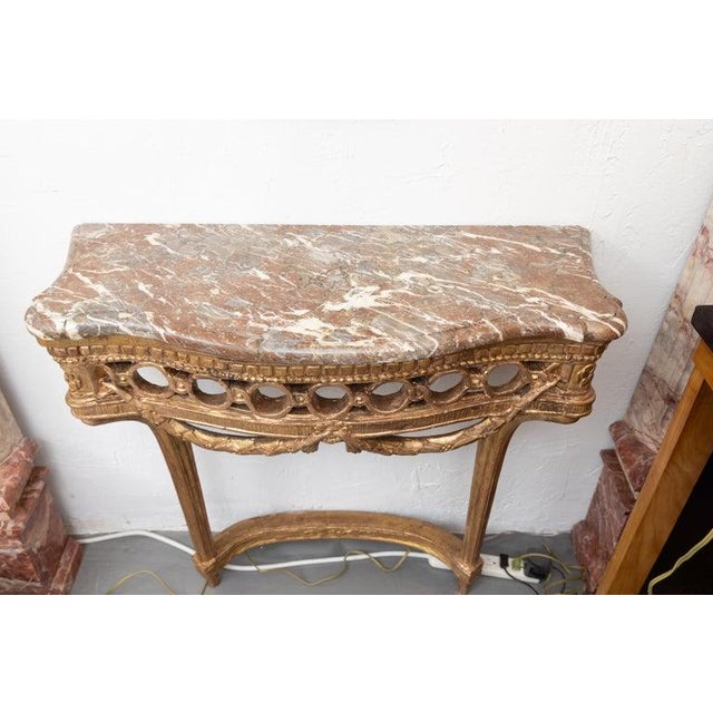 19th Century French Louis XVI Gilt Console With Marble Top For Sale In West Palm - Image 6 of 7