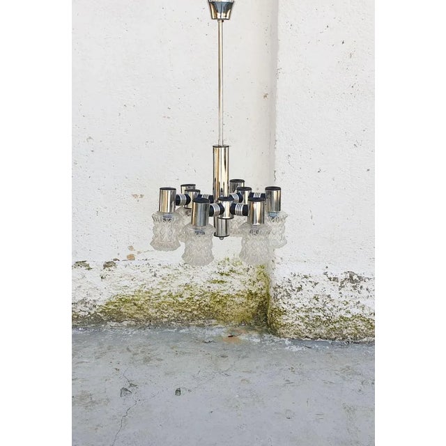Vintage Chrome Plated and Cut Glass Ceiling Lamp from Targetti, 1970s For Sale - Image 13 of 13