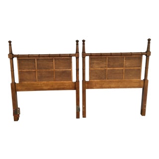Dixie Solid Wood Faux Bamboo Twin Beds - A Pair For Sale