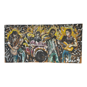 Band of Saints -Haloed Musicians- by Purvis Young (American, 1943–2010)