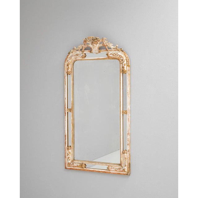 1880s French Wood White Patinated Mirror For Sale - Image 4 of 10