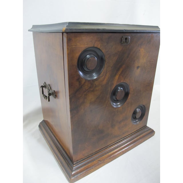 Beautiful mid Victorian portable desk. Gorgeous dark mahogany box with hinged lid and front that falls open revealing a...