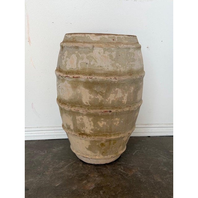Vintage Barrel Form Terracotta Planter - Ribbed Olive Jar For Sale In Los Angeles - Image 6 of 11